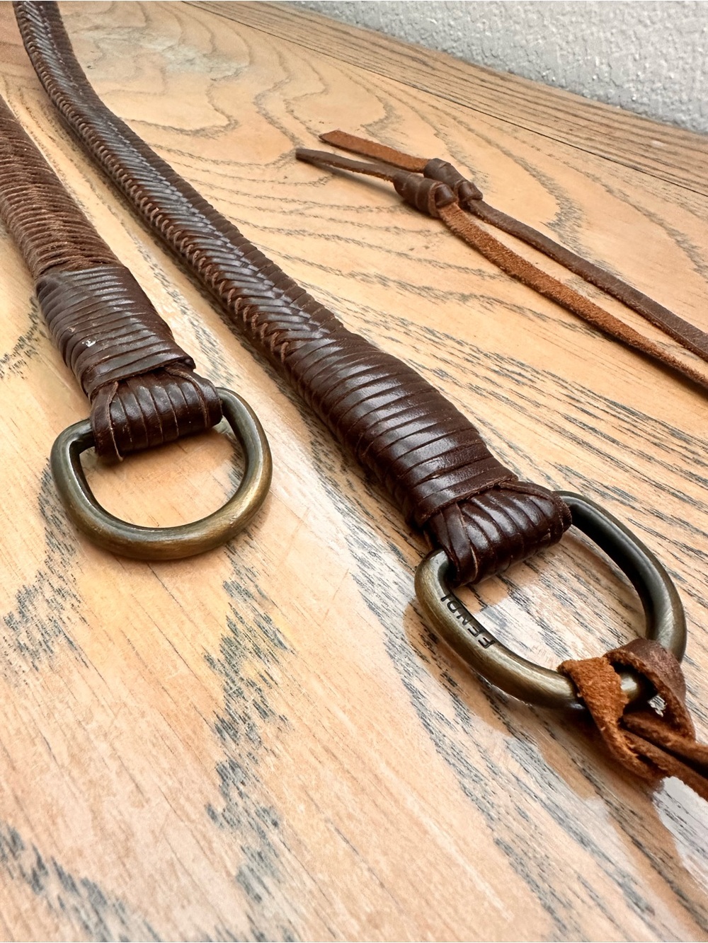 Fendi Brown Woven Leather Strap with Brass Rings - Picture 3 of 5